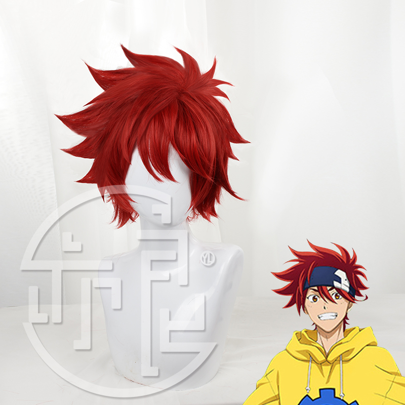 Anime Cosplay Red Hair - アニメSK8インフィニティrekiコスプレウィッグ赤髪の男性ショート人工毛ハロウィンカーニバルパーティーの小道具 + かつらキャップ