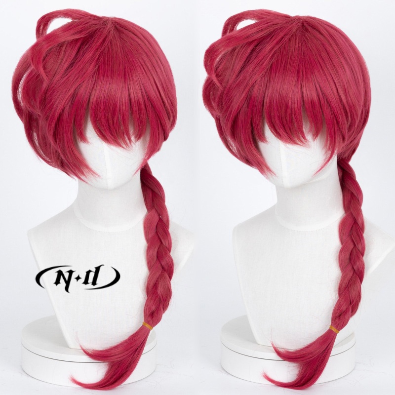 Anime Cosplay Red Hair - NDらんま一文字コスプレウィッグ赤いヘアピースらんまアニメコスプレヘアウィッグコミコンコスプレ衣装テーマパーティー耐熱
