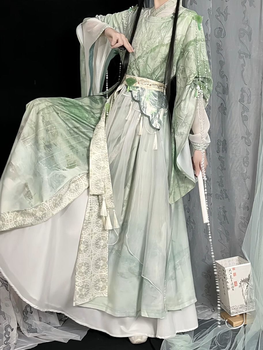 Anime Cosplay In Chinese - TGCF 古代中国漢服ドレス 伝統的な刺繍入り漢服セット カーニバル妖精グリーン漢服コスプレ衣装