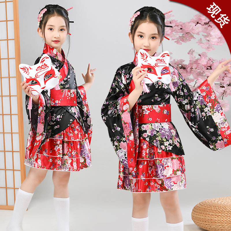 Demon Slayer Haori - 子供日本の着物浴衣女の子日本バスローブガウン帯ヴィンテージ羽織ハロウィンロリータスカートコスプレ衣装ホームスリープウェア