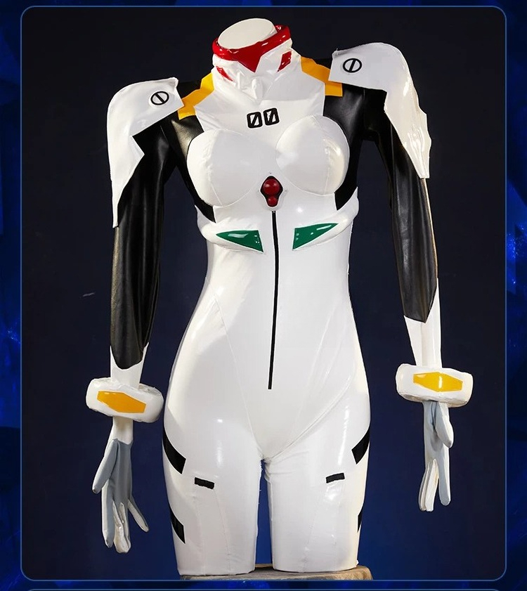 Anime Cosplay High Quality - 綾波レイ プラグスーツ コスプレ衣装 ホワイト PU レザー