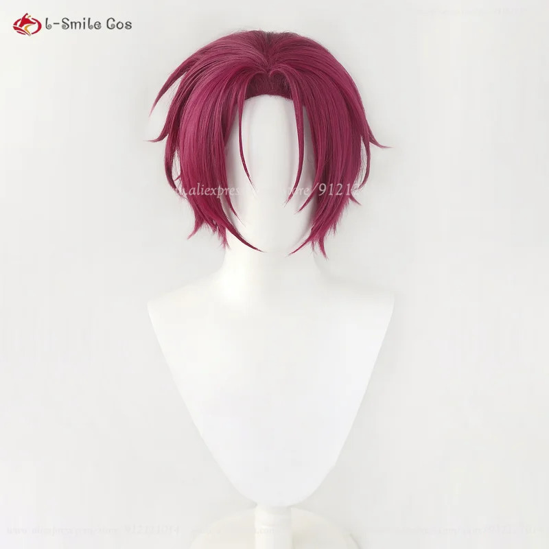 Anime Cosplay Red Hair - vivi 2025 アニメ松岡凛コスプレショート紫赤耐熱人工毛ハロウィンパーティーウィッグ + ウィッグキャップ