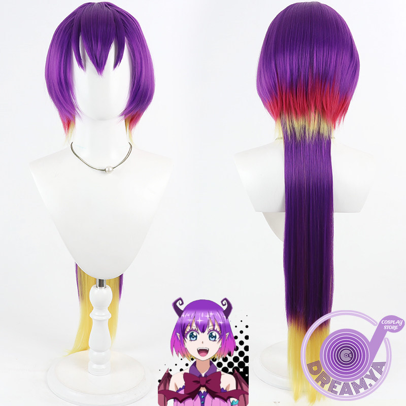 Anime Cosplay Red Hair - 黒夢コスプレウィッグ マイリマシタ ロング紫赤黄色耐熱人工毛ハロウィンパーティーロールプレイカーニバル + ウィッグキャップ