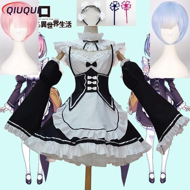 Re Zero Rem Wig - コスプレ漫画re: ゼロカラハジメルイセカイセイカツウィッグコスチュームラム,メイドドレス,ハロウィンコスチューム