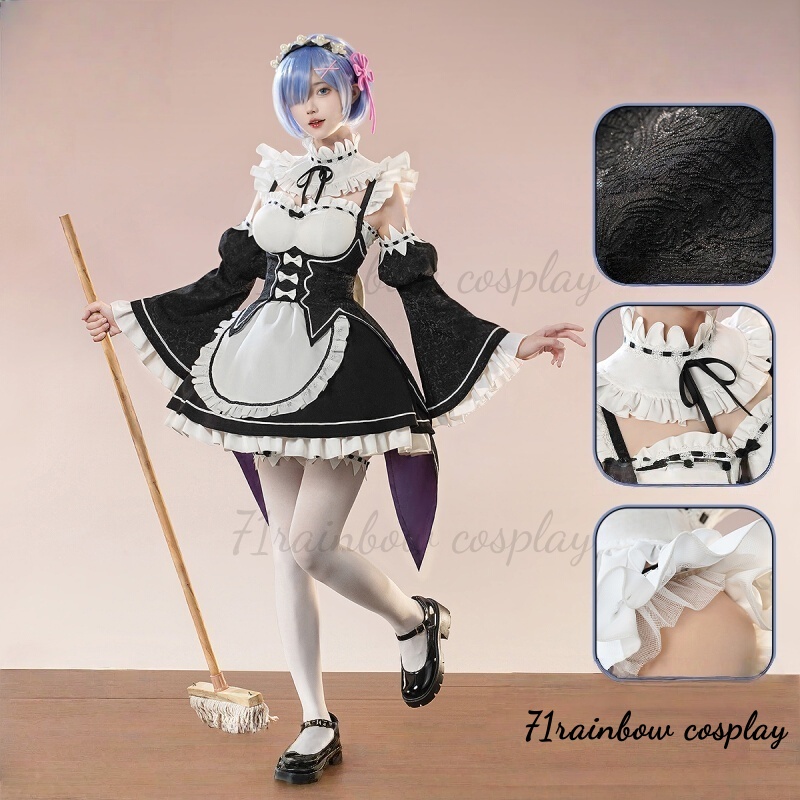 Anime Cosplay Re Zero - Re:ゼロから始める異世界生活 レム メイド コスプレ 女性 クリスマス衣装