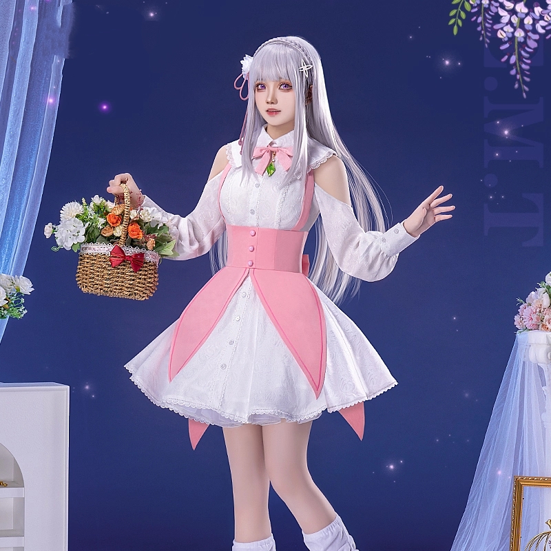 Anime Cosplay Re Zero - Cos-Mart Re:ゼロから始める異世界生活 エミリア コスプレ衣装 エミリアドレス ロールプレイ服