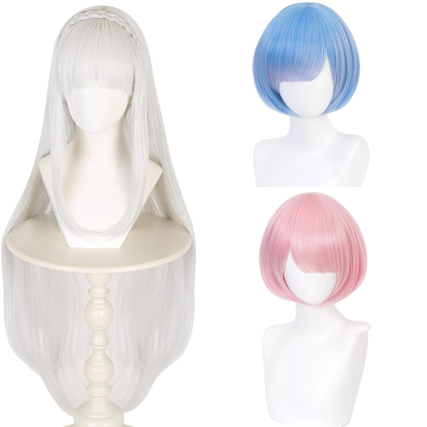 Re Zero Rem Wig - アニメ Re:ゼロから始める異世界生活 エミリア レム ラム コスプレウィッグ