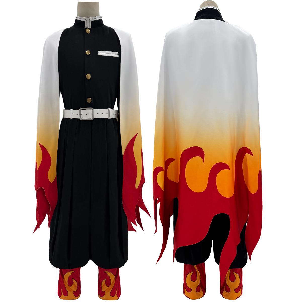 Demon Slayer Haori - HOLOUN アニメ煉獄杏寿郎コスプレ衣装ウィッグ羽織刺繍トップ弾性パンツベルトコンベンションハロウィンクリスマス