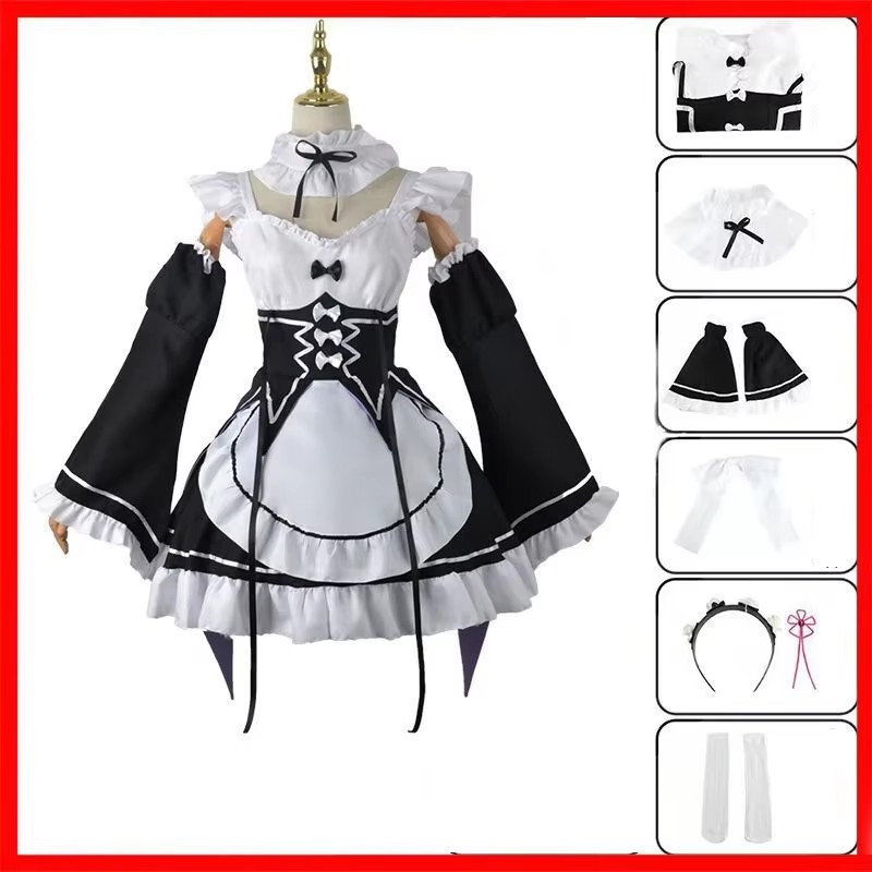 アニメ再ゼロから始める異世界生活ラムレムコスプレドレススーツ - Re Zero Rem Wig のレビューと価格