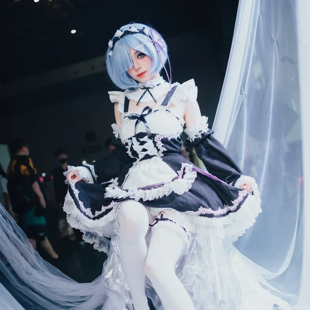 新しいアニメメイドレムコスプレ衣装再:ゼロインフィニティコス - Re Zero Rem Wig のレビューと価格