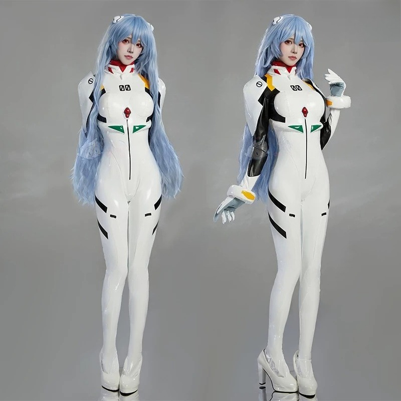 綾波レイ プラグスーツ コスプレ衣装 ホワイト PU レザー - Anime Cosplay High Quality のレビューと価格