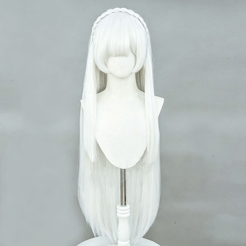 アニメ再:ゼロエミリアコスプレウィッグシルバーホワイトロング - Re Zero Rem Wig のレビューと価格