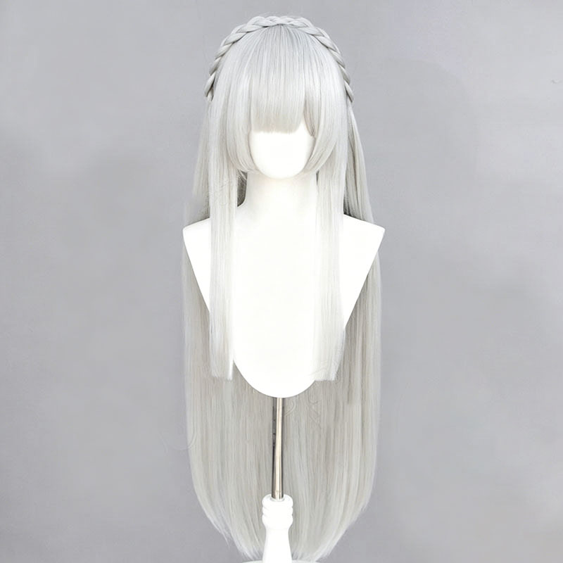 アニメ再:ゼロエミリアコスプレウィッグシルバーホワイトロング - Re Zero Rem Wig のレビューと価格