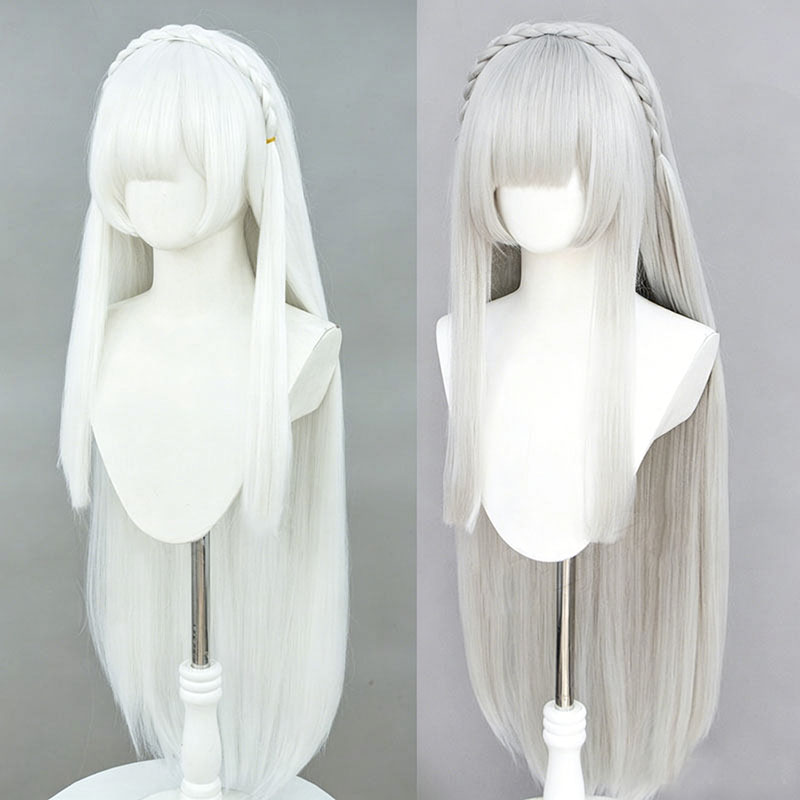 アニメ再:ゼロエミリアコスプレウィッグシルバーホワイトロング - Re Zero Rem Wig のレビューと価格