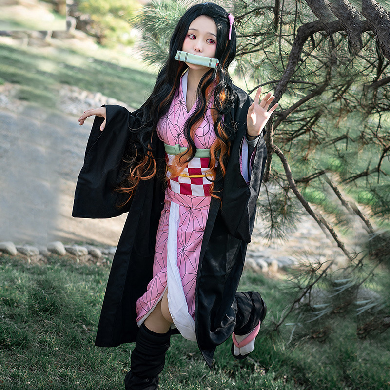 ねずこカマド コスプレ衣装 鬼滅の刃 着物衣装 竹製マズル付 - Demon Slayer Haori のレビューと価格