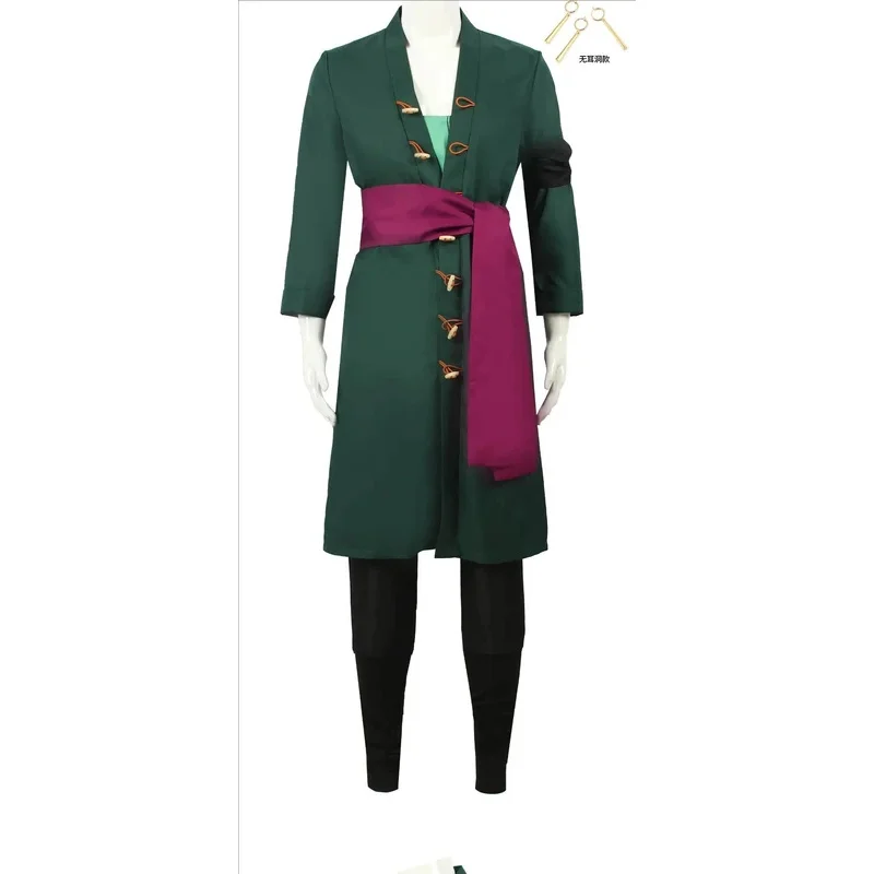 アニメロロノアコスプレ衣装制服グリーンコートベルトパンツヘッ - Cosplay Anime Zoro のレビューと価格