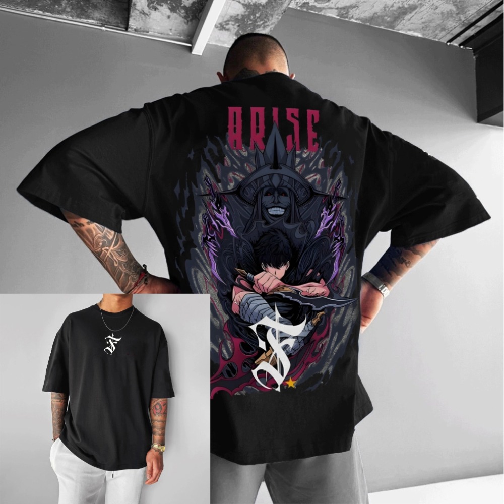 アニメソロレベルリングアライズプリント特大メンズ Tシャツ夏 - Cosplay Anime Solo のレビューと価格