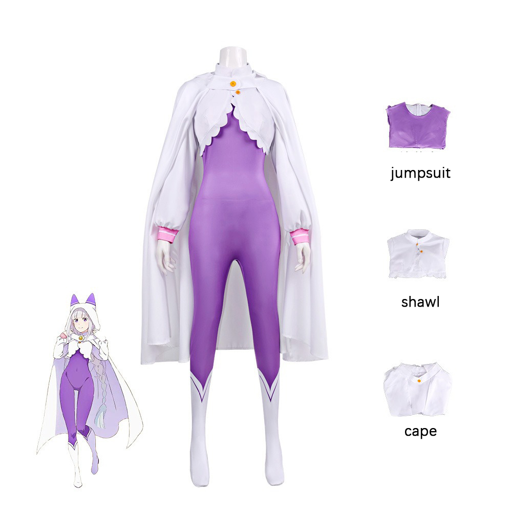アニメ エミリア コスプレ衣装 紫色のジャンプスーツ ショー - Anime Cosplay Re Zero のレビューと価格