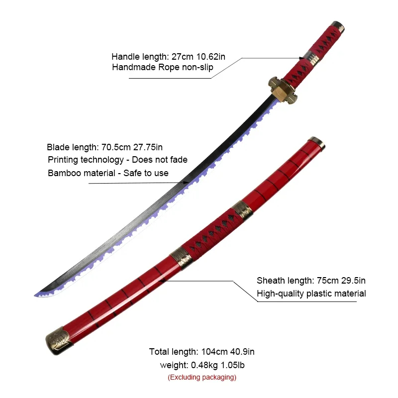 2026 3ピース ロロノア・ゾロ刀 104cm 手作り刀  - Cosplay Anime Zoro のレビューと価格