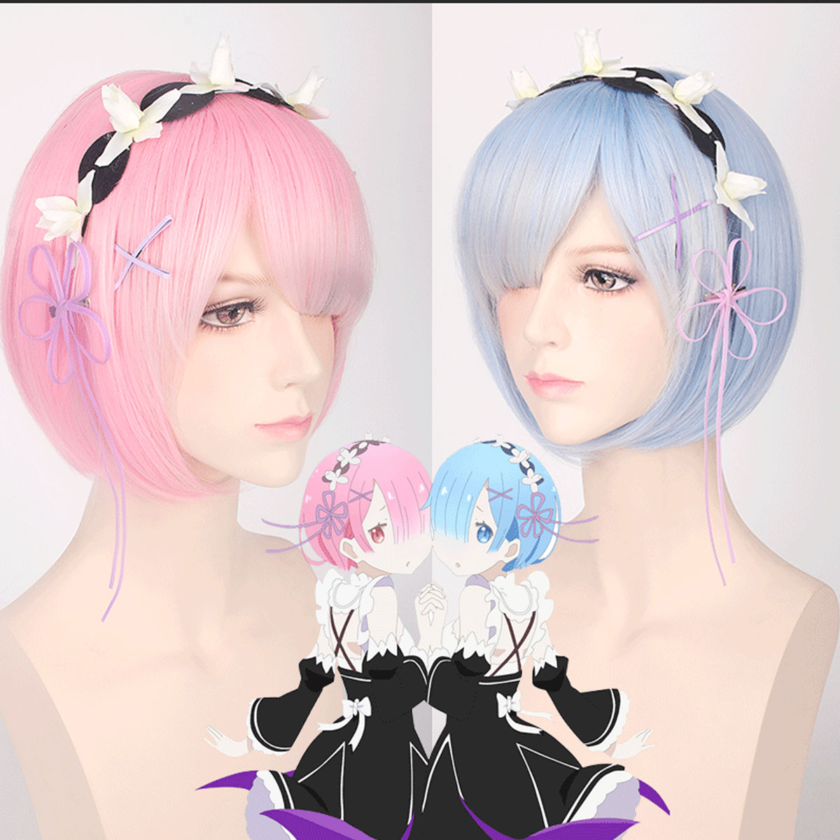 異世界から始めるゼロから始める冒険 ラム・レム コスプレウィ - Re Zero Rem Wig のレビューと価格