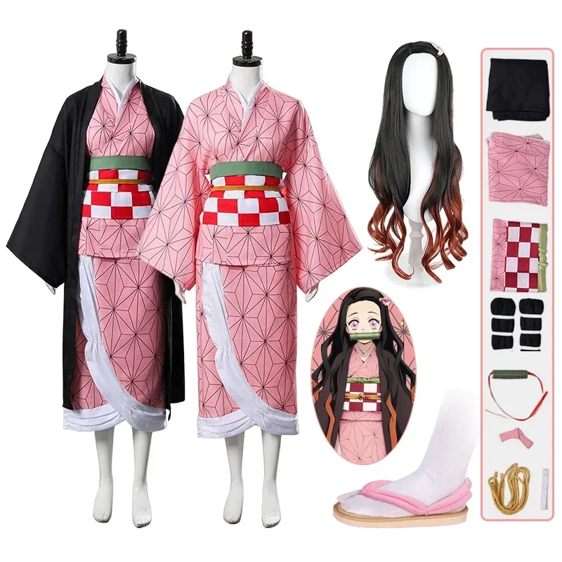 アニメ竈門禰豆子コスプレ衣装衣装着物羽織ウィッグ下駄スーツ大 - Demon Slayer Haori のレビューと価格