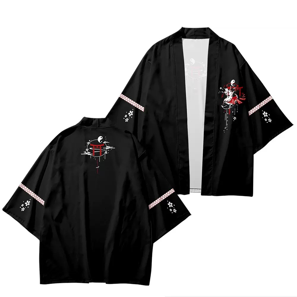 東方プロジェクト-男性と女性のための伝統的なアニメプリント着 - Demon Slayer Haori のレビューと価格