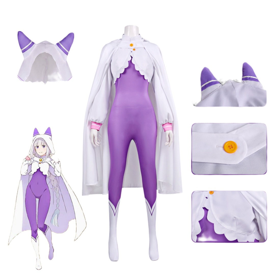 再ゼロ エミリア コスプレ衣装 ウィッグセット ジャンプスー - Anime Cosplay Re Zero のレビューと価格