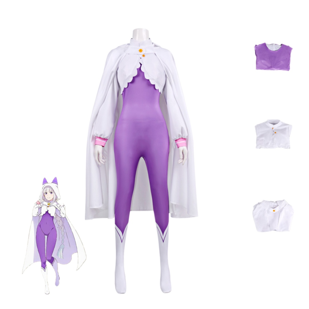 再ゼロ エミリア コスプレ衣装 ウィッグセット ジャンプスー - Anime Cosplay Re Zero のレビューと価格