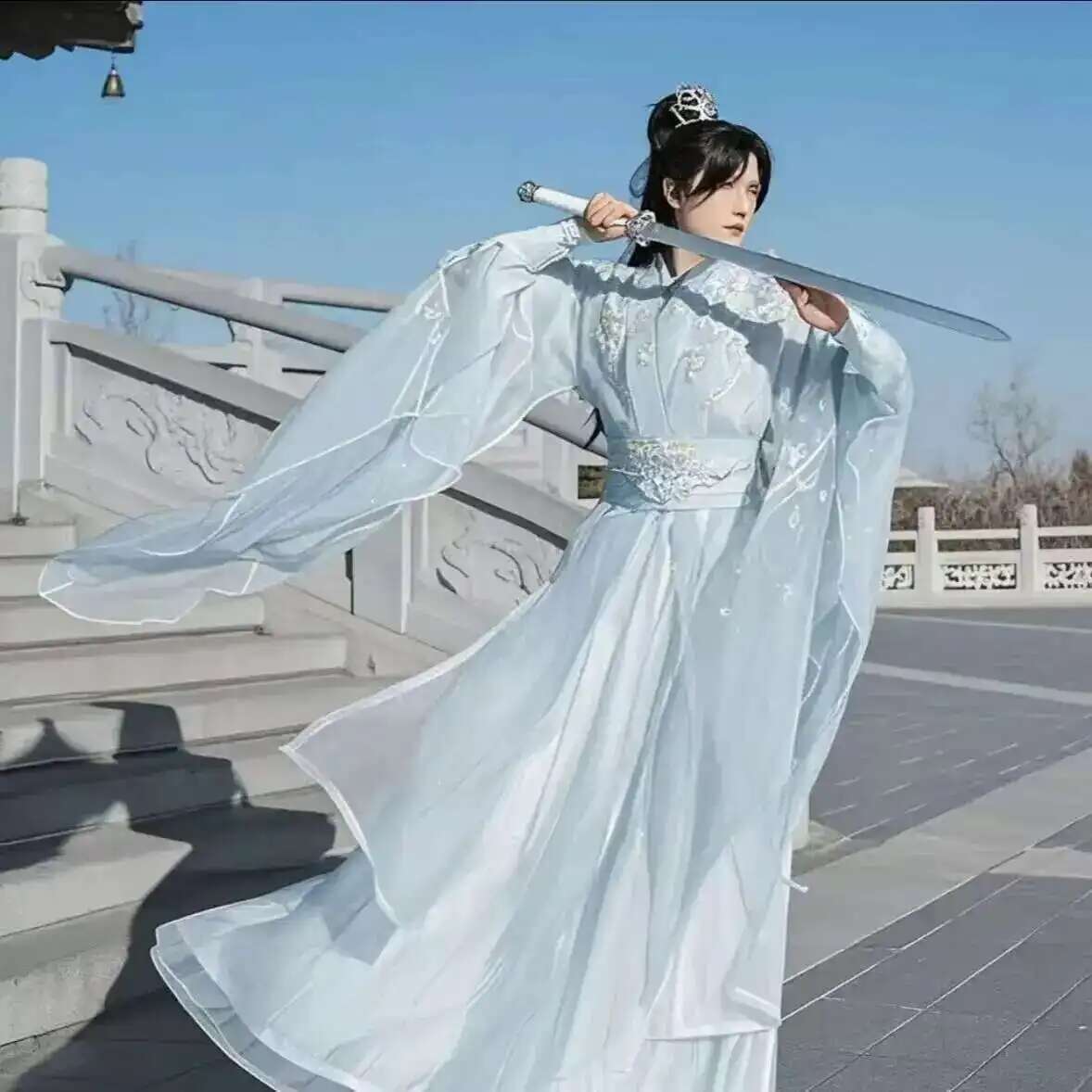 大サイズ 3XL 韓服男性中国刺繍白コスプレ衣装古代韓服セッ - Anime Cosplay In Chinese のレビューと価格