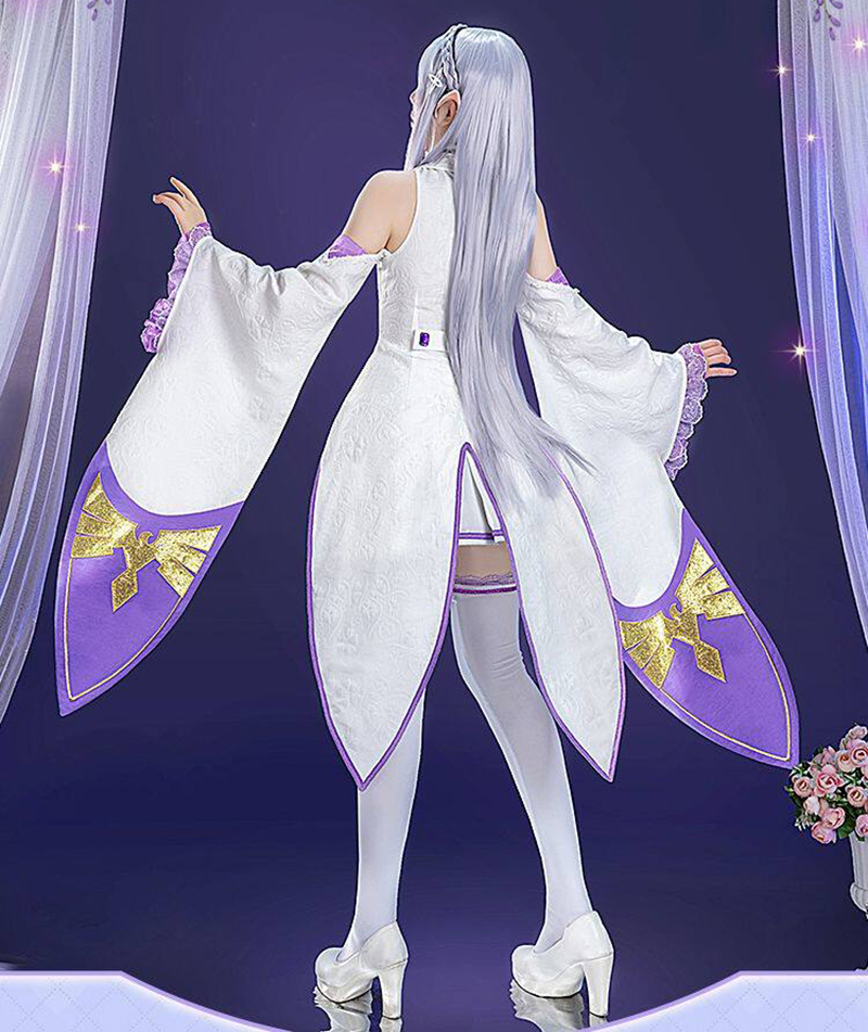 アニメリゼロから始める異世界生活エミリアコスプレ衣装女性ドレ - Anime Cosplay Re Zero のレビューと価格